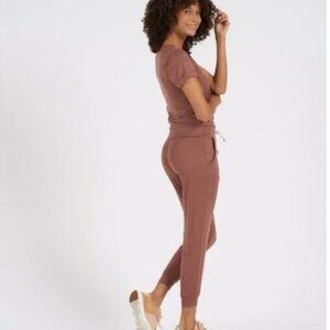 Vuori All Day Jumpsuit Terracotta Heather Size M Short Sleeve Brown UPF30